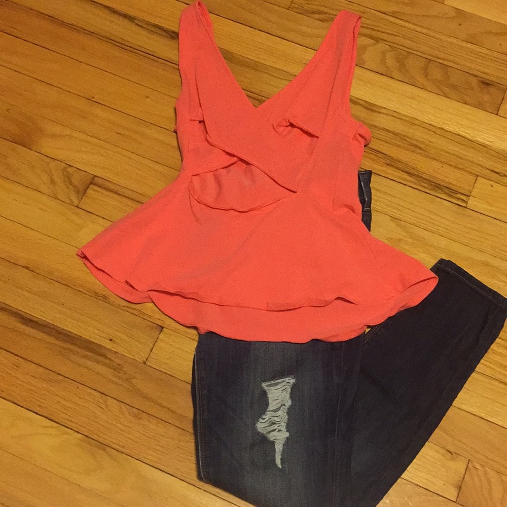 Express -Adorable open back peplum tank